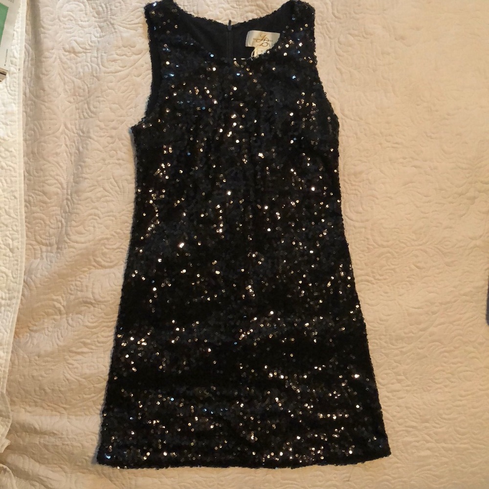 Black sequin cocktail dress